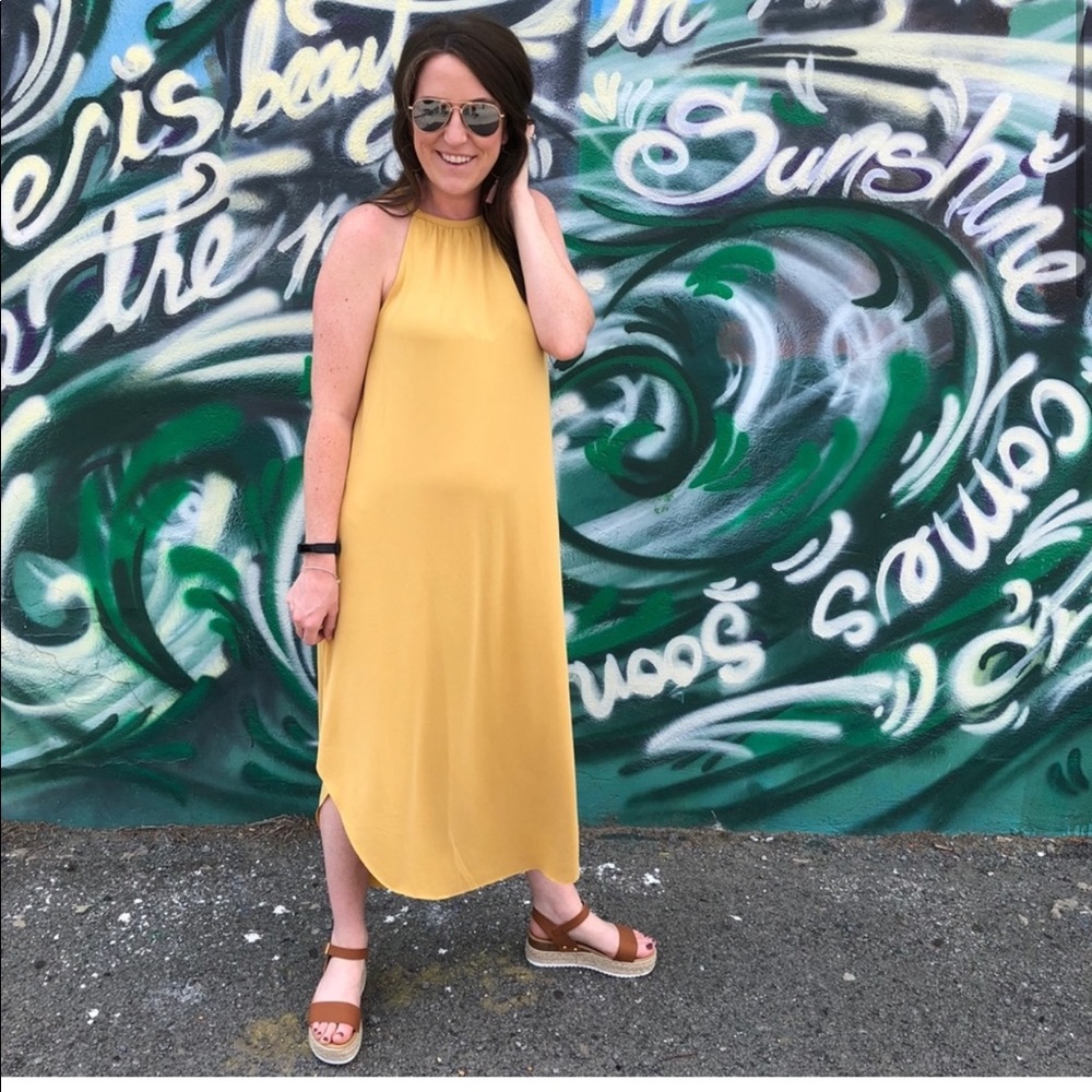 yellow midi dress